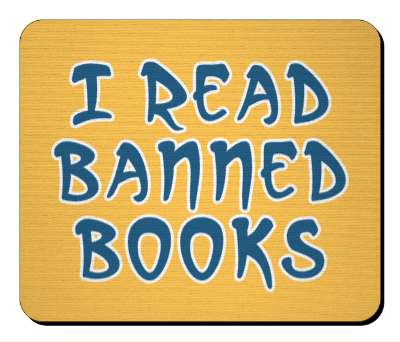 i read banned books avid reader orange stickers, magnet