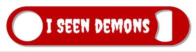 i seen demons funny red white creepy stickers, magnet