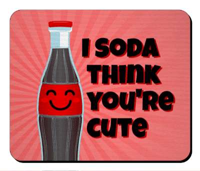 i soda think youre cute pun funny red pop bottle smile face stickers, magnet