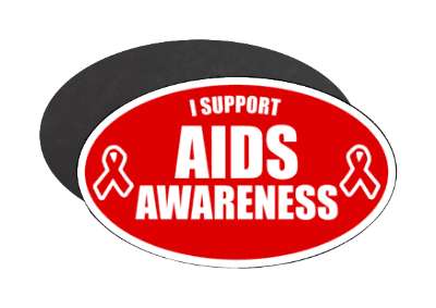 i support aids awareness red ribbons stickers, magnet