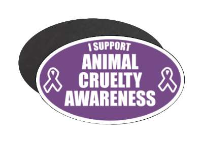 i support animal cruelty awareness purple ribbons stickers, magnet