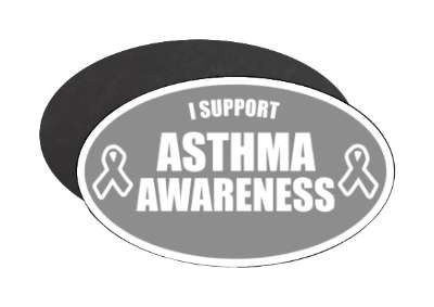 i support asthma awareness grey ribbons stickers, magnet
