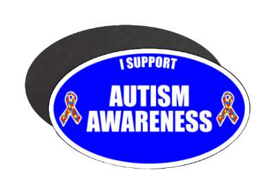 i support autism awareness puzzle ribbons blue stickers, magnet