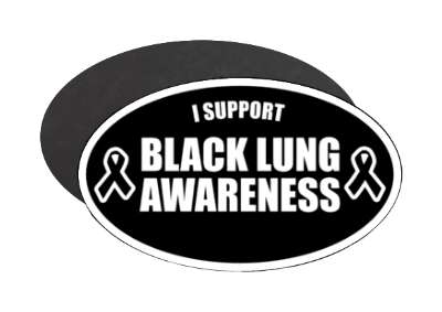 i support black lung awareness black ribbons stickers, magnet