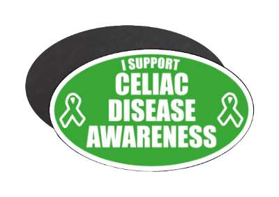 i support celiac disease awareness green ribbons stickers, magnet