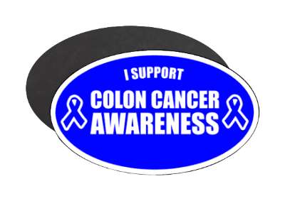 i support colon cancer awareness blue ribbons stickers, magnet