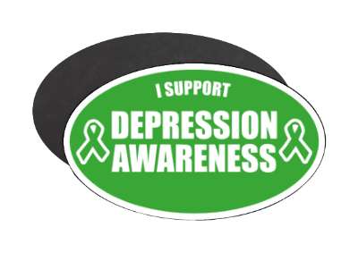 i support depression awareness green ribbons stickers, magnet