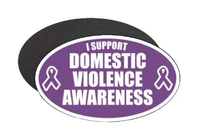 i support domestic violence awareness purple ribbons stickers, magnet