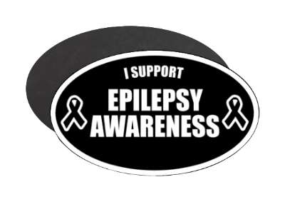 i support epilepsy awareness black ribbons stickers, magnet