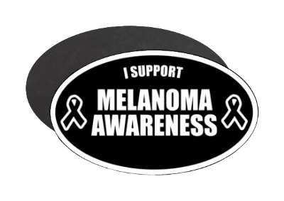 i support melanoma awareness black ribbons stickers, magnet