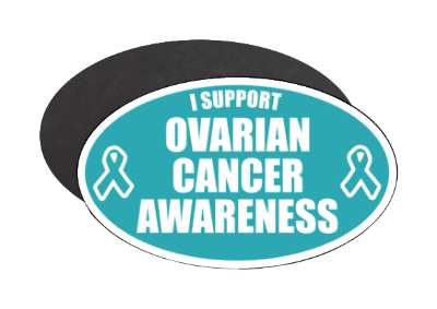 i support ovarian cancer awareness teal ribbons stickers, magnet