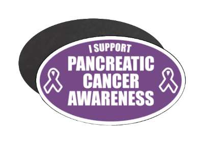 i support pancreatic cancer awareness purple ribbons stickers, magnet