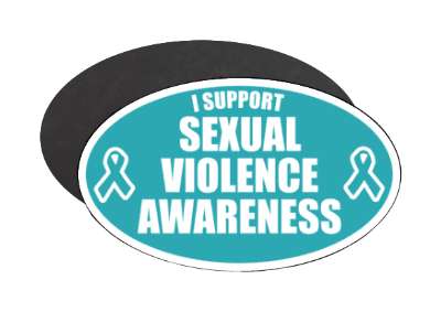 i support sexual violence awareness teal ribbons stickers, magnet