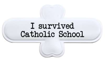 i survived catholic school funny stickers, magnet