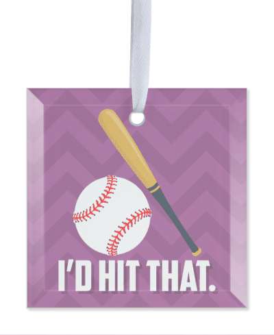id hit that baseball bat ball chevron funny purple stickers, magnet