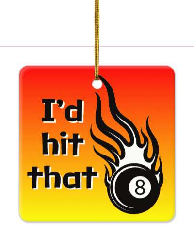 id hit that funny wordplay pool eight ball flaming orange yellow gradient stickers, magnet
