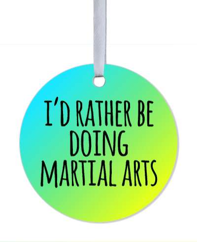 id rather be doing martial arts tall casual aqua green gradient stickers, magnet