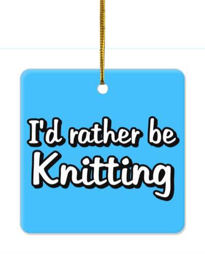 id rather be knitting cursive light blue stickers, magnet