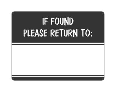 if found please return to fill in space black stickers, magnet