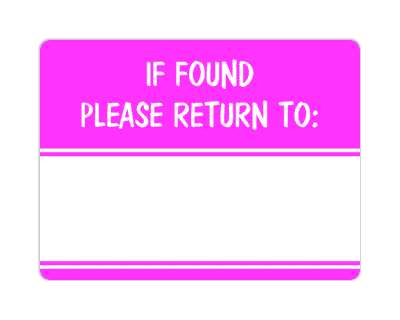 if found please return to fill in space purple stickers, magnet