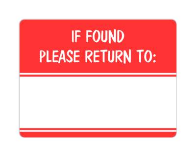 if found please return to fill in space red stickers, magnet
