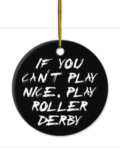 if you cant play nice play roller derby scratch letters black white stickers, magnet