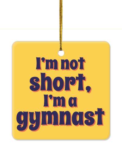 im not short im a gymnast orange yellow stickers, magnet