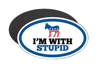 im with stupid donkey left wing democrat symbol stickers, magnet