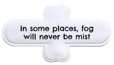 in some places fog will never be mist wordplay stickers, magnet