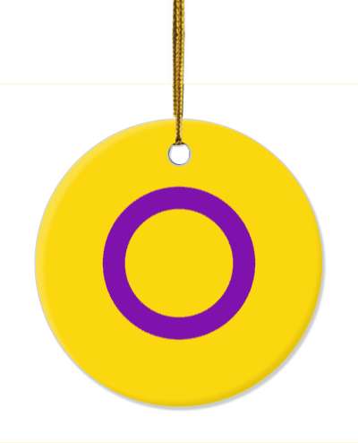 intersex orange purple circle pride flag colors stickers, magnet