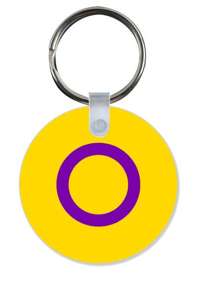 intersex pride flag lgbt key circle stickers, magnet