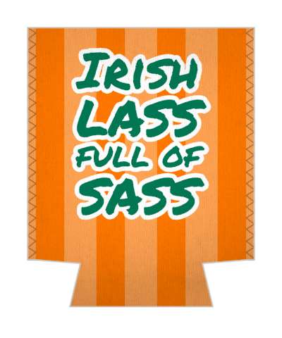 irish lass full of sass orange stripes white green stickers, magnet