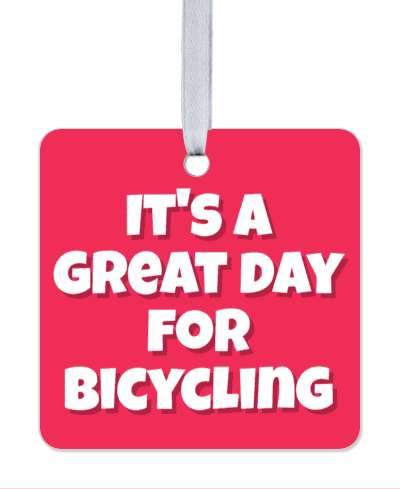 its a great day for bicycling red white stickers, magnet