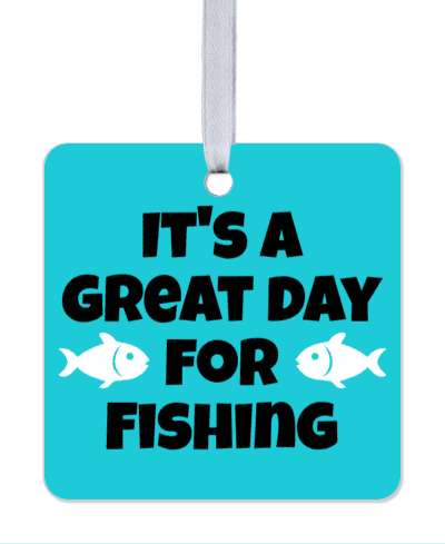 its a great day for fishing fish white silhouettes stickers, magnet