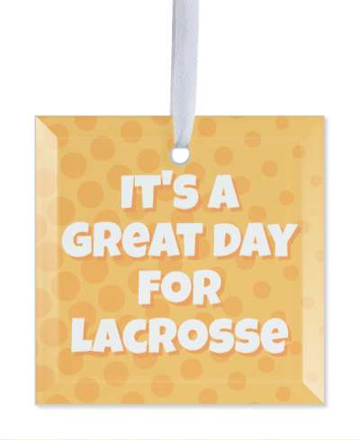 its a great day for lacrosse orange yellow circle pattern stickers, magnet