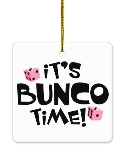 its bunco time pink dice white stickers, magnet