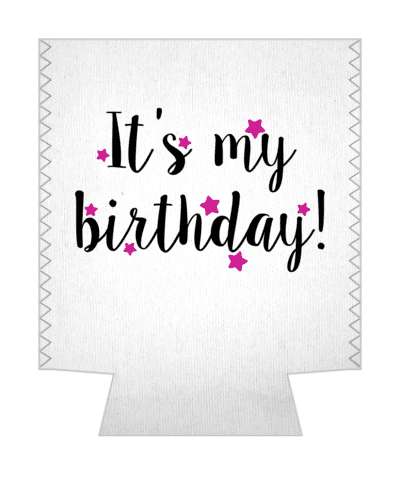 its my birthday black white cursive purple soft stars stickers, magnet