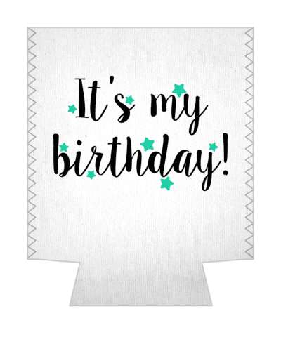 its my birthday black white cursive teal soft stars stickers, magnet