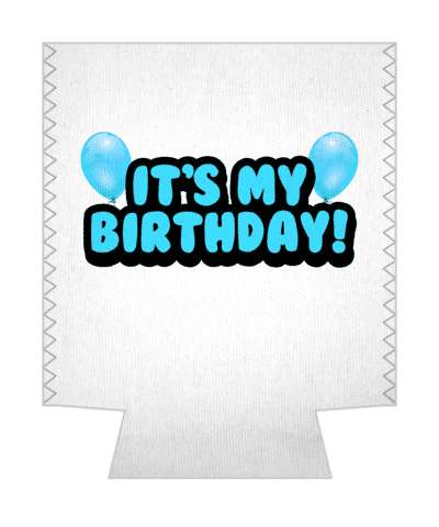 its my birthday cartoon fun balloons white light blue stickers, magnet