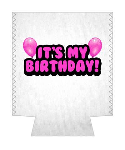 its my birthday cartoon fun balloons white magenta stickers, magnet
