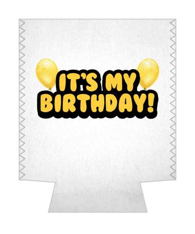 its my birthday cartoon fun balloons white peach stickers, magnet