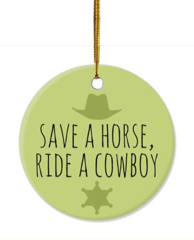 joke save a horse ride a cowboy hat badge wordplay stickers, magnet