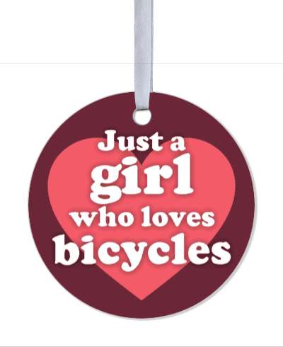 just a girl who loves bicycles pink heart stickers, magnet