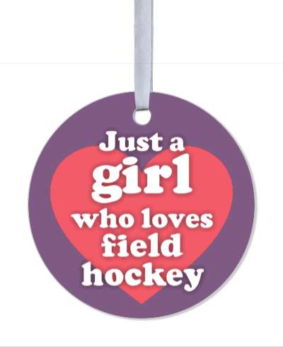 just a girl who loves field hockey big pink heart stickers, magnet