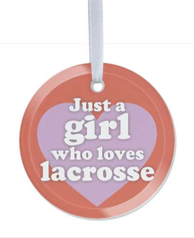 just a girl who loves lacrosse big lilac heart stickers, magnet
