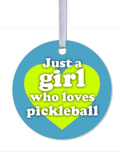 just a girl who loves pickleball green heart stickers, magnet