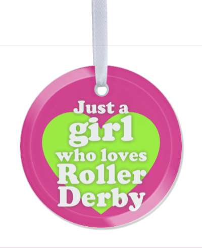 just a girl who loves roller derby green heart fan stickers, magnet