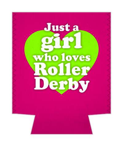 just a girl who loves roller derby heart pink green stickers, magnet