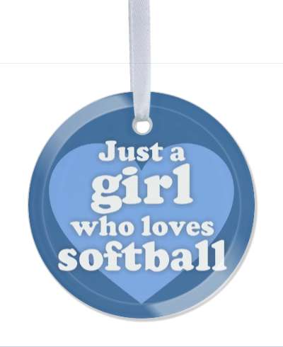 just a girl who loves softball large blue heart stickers, magnet