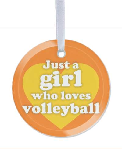 just a girl who loves volleyball heart orange large stickers, magnet